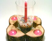 Log Candle Centerpiece, Log Candle Holder, Rustic Centerpiece, Log Centerpiece, Tea light Candle Holder