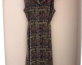 Vintage Mod Square Patterned Tie Dress (MEDIUM)