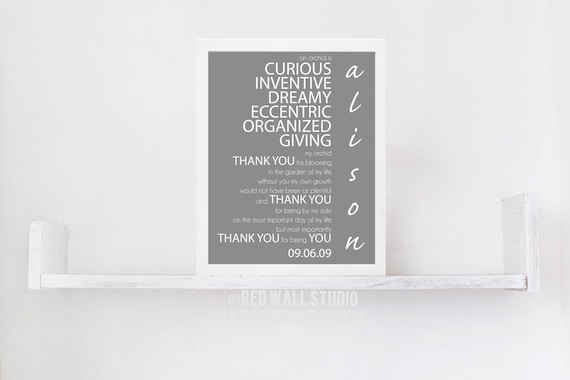 Unique Bridesmaid Gift - Personalized Matron of Honor Thank You Gift from Bride - Charcoal Gray Bridal Party Gift - Flower Girl Gift