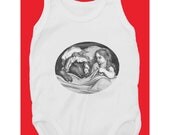 The better to eat you with  (100% White cotton baby bodysuit with Little Red Riding Hood Gustave Doré print)