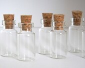 10 - Mini Glass Wish Corked Bottles vials 1ml and Eye hooks