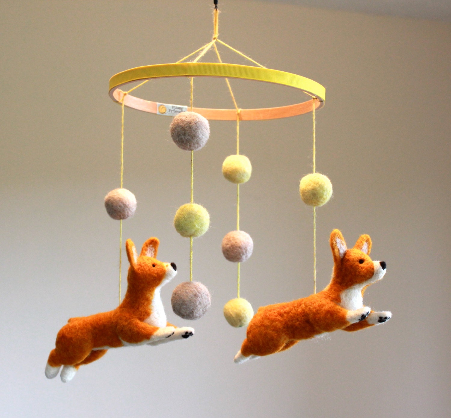 Baby Mobile with Felt Animals - Basic 4 Strand Mobile with Custom-matched Pet Portraits //CUSTOM ORDER//