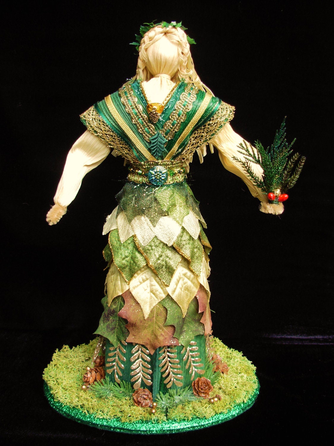 Green and Gold Yule Goddess