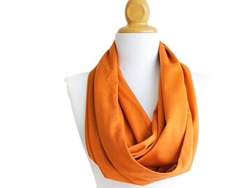 Extra long infinity scarf for men - orange chunky circle scarf