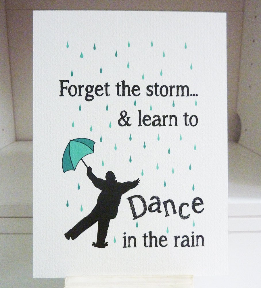 Learn to Dance in the Rain - Illustration Typography Motivational Art Print 5x7