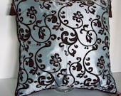 DECORATIVE PILLOW COVER in Velvety Brown and Silvery Blue