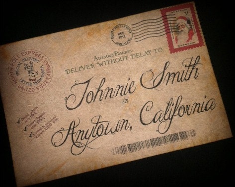 Fully Custom Antique-style/Vintage Letter from Santa Claus with North Pole Stamp