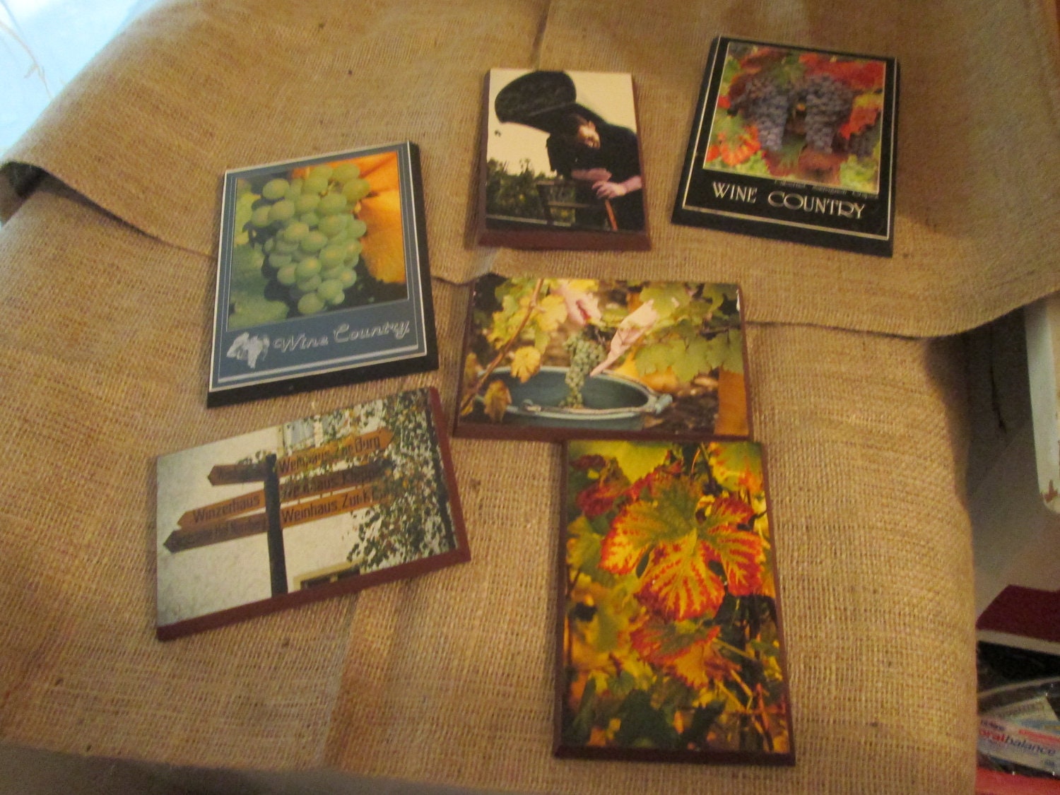 Vintage Wine Country Plaques Set of 6 Grapes, Signs, Winemaking