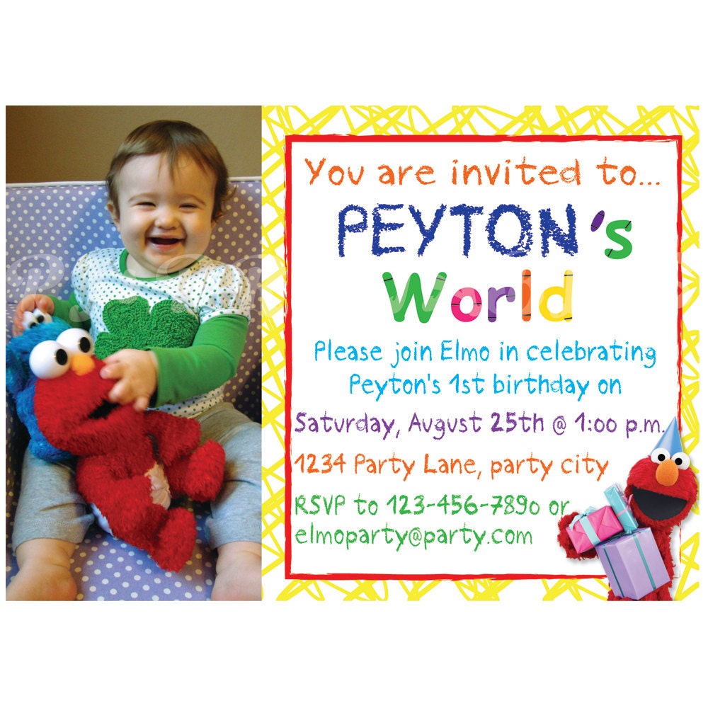 Elmo's World Birthday Invitation - Custom Digital File Il_570xn