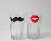 Mr. and Mrs. Mustache Tumbler Set- Mustache Tumbler Glasses Set