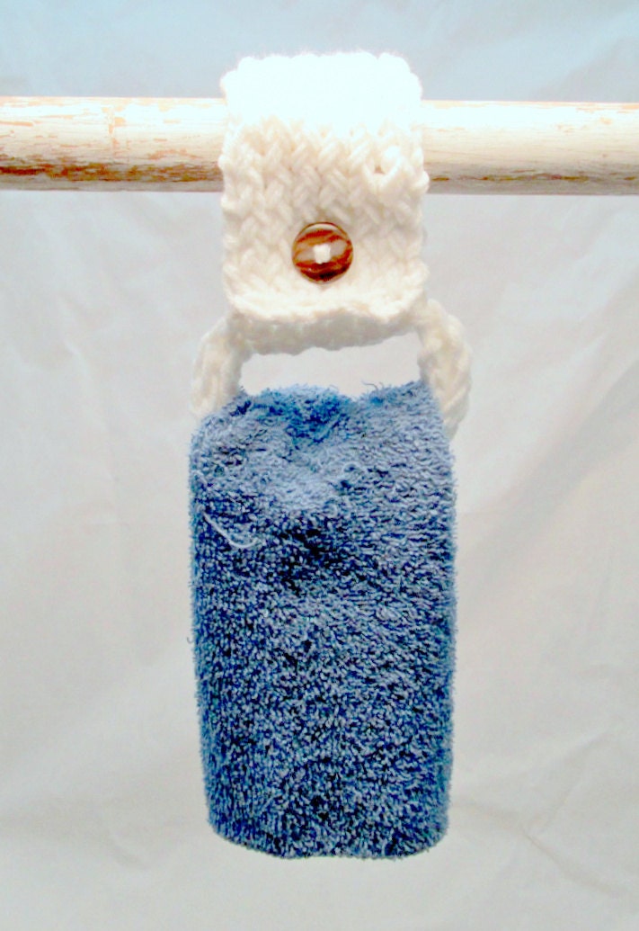 Handmade White Kitchen Bath Dish Towel Holder Knit