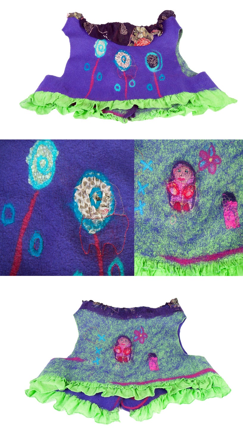 High fashion nuno felt bohemian bolero reversible women bolero vest