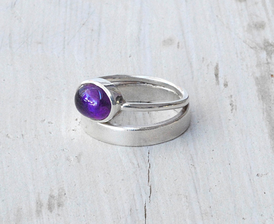 Ring - Amethyst and Sterling Silver Stacking Ring