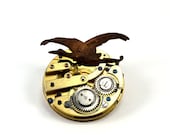 Steampunk Brooch, Bird Brooch, Crane, One of a Kind