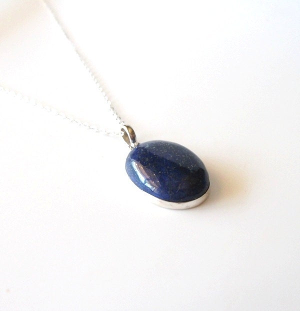 Lapis Lazuli Sterling SIlver Necklace- Starry Night/Dark Blue/Holiday Shopping/Gifts Under 40/OOAK/Gemstone Jewlery/Woman's Jewelry