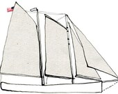 Schooner Adirondack: ship print / nautical illustration
