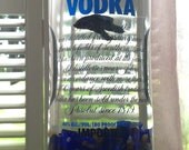 Absolut Vodka / Fish Bowl / Betta Bottle Habitat/ Sea Glass/ Aquatic Bamboo/ Mondo Grass