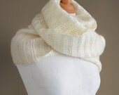 Knitted silk and mohair cowl, snood in cream colour