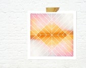 Geometric design art deco art nouveau home decor soft pastels autumn colours pink orange great gatsby- deco sunset