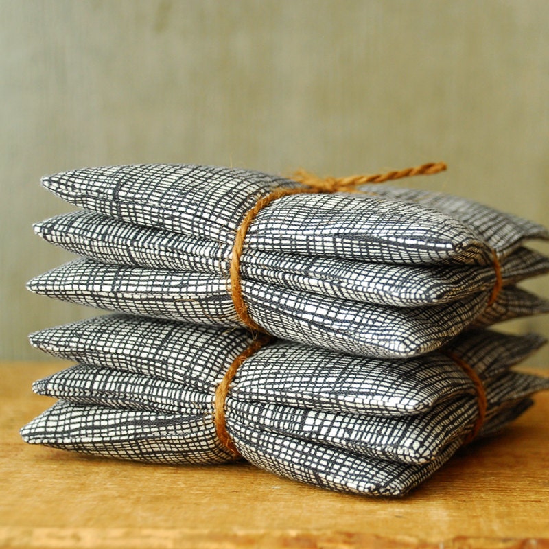 Organic Lavender Sachets Black and White Set of 3 Handmade by Minor Thread