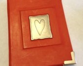 Handbound Crimson Leather Heart Journal With Fine Writing Paper