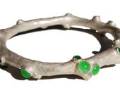 Budding Vine Bracelet with Emerald & Chrysoprase Cabochons  -  (Number 6) Evergreen