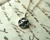Skull and Crossbones Pendant Sterling Necklace Pirate Tiny Medallion
