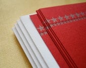 set of 5 letterpress note cards, red