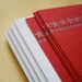 set of 5 letterpress note cards, red