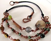 Tiered Czech and Petrified Wood Necklace