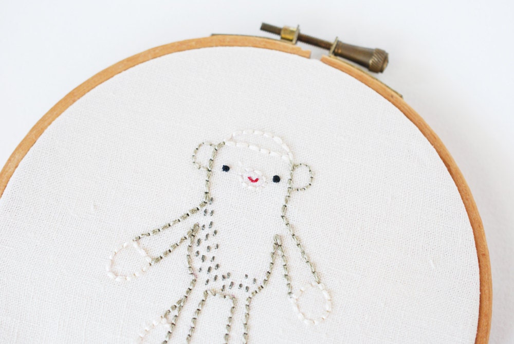 Sock Monkey - Stuffed Toy Embroidery Pattern