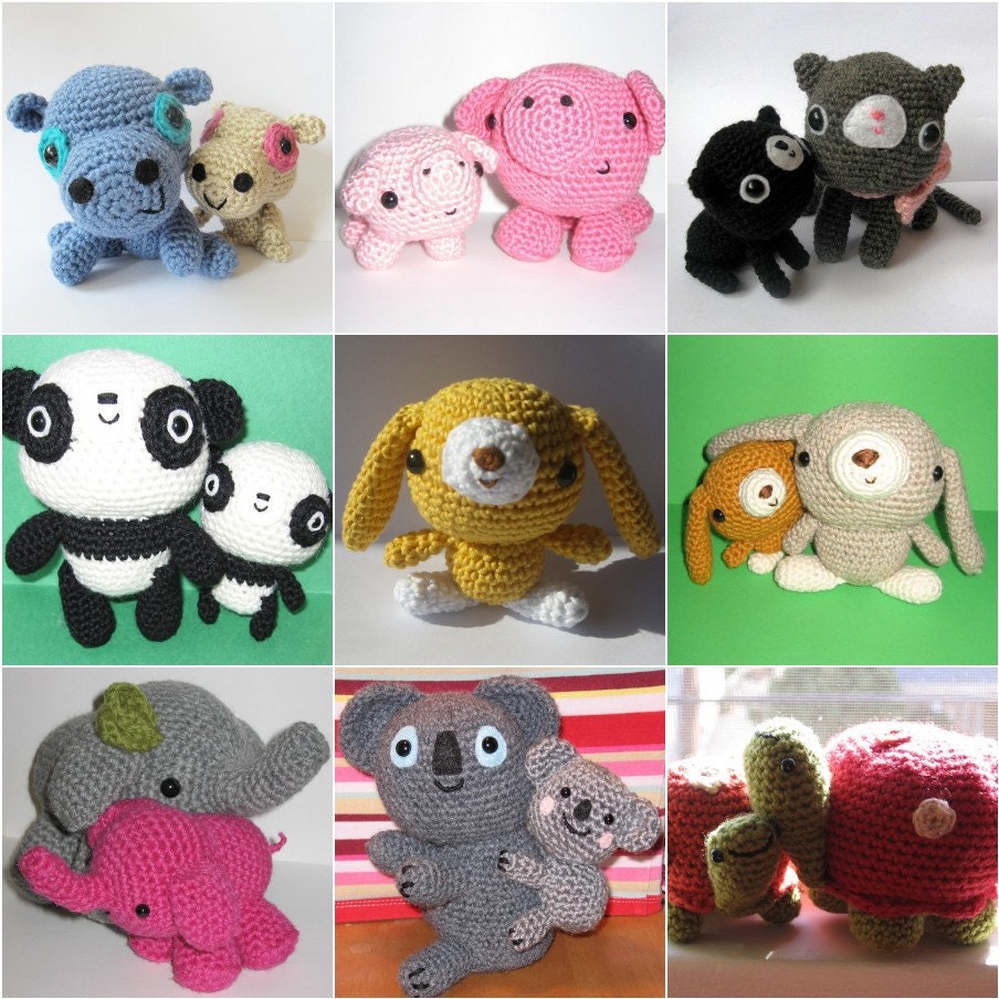 Moms and Baby Animals:  Your Choice of 3 - PDF crochet pattern