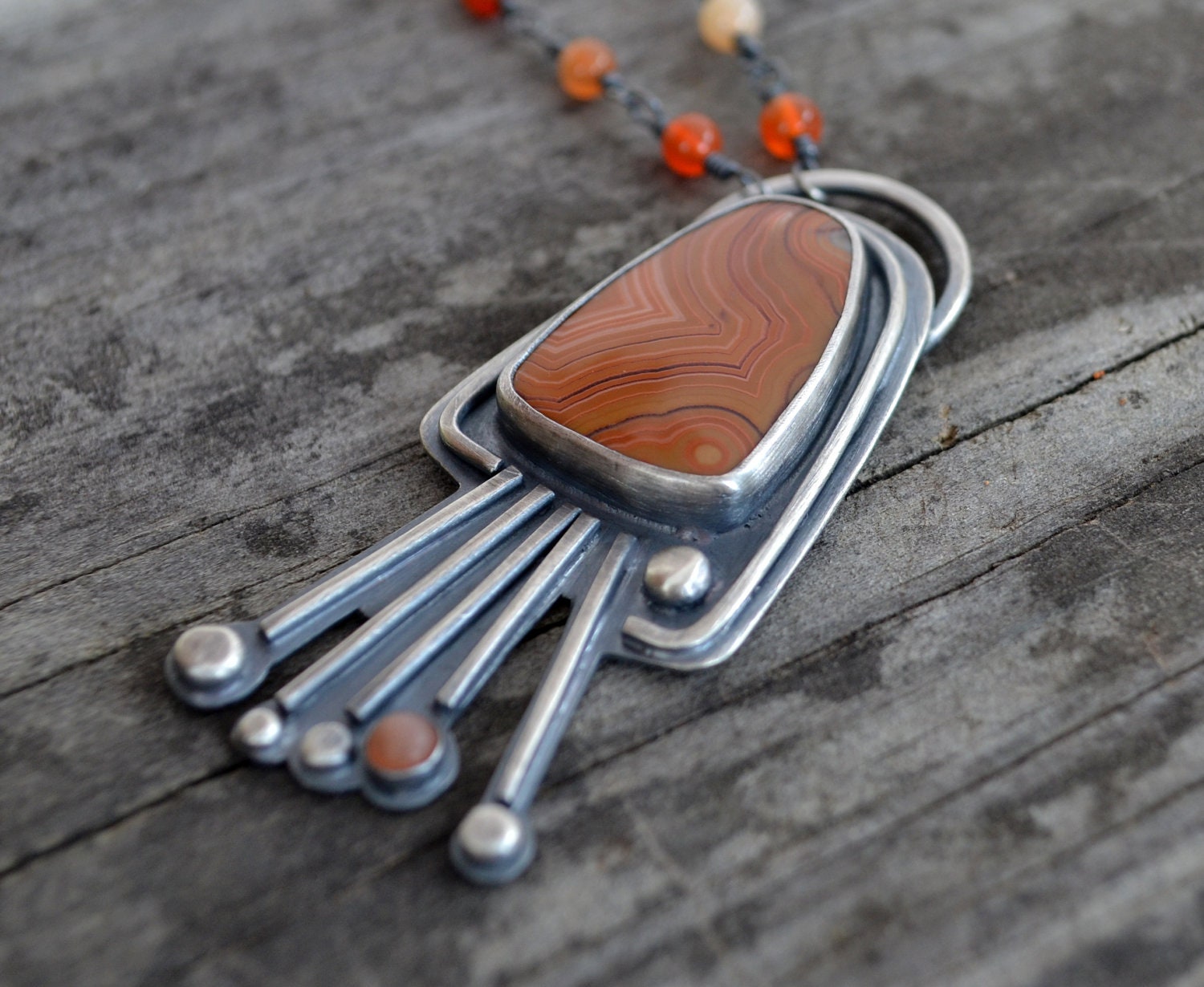 tulip necklace v2 - sterling silver and dryhead agate