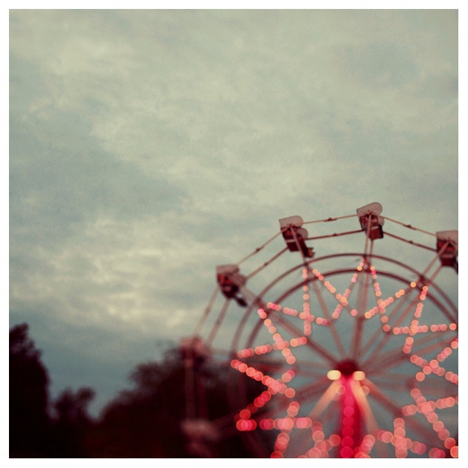 Fair Photograph - Ferris Wheel Photograph - Fine Art Photography - Summer - Fair - Lights - Original Art - Treetop View - AliciaBock