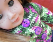 American Girl DOLL SWEATER in magenta and greens