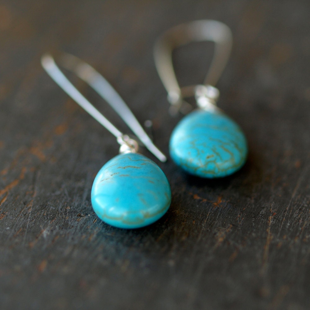 Sedona Drop Earrings Turquoise Howlite Silver Southwestern Dangle Gemstone Handmade Jewelry