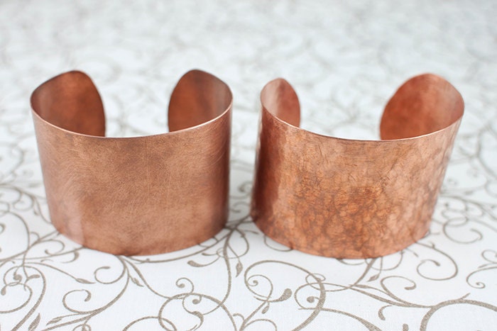 Copper Cuffs, Hammered or Brushed Finish