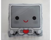 Decorative Pillow, Mini Pillow, Throw Pillow, Toy Pillow - Happy Robot Heart
