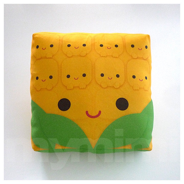 Decorative Pillow, Mini Pillow, Kawaii Print - Yummy Corn on the Cob