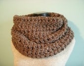 Brown Infinity Scarf Chunky Cowl Chocolate Tweed Neck Warmer