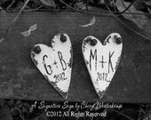 Hand Painted PERSONALIZED HEART ORNAMENT, Vintage Ornament, Custom Ornament, Shabby Chic Christmas Decor, Couples Ornament