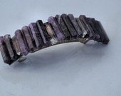 Hand-Cut Faceted Amethyst Crystal Chunky Quartz Gem French Hair Barrette
