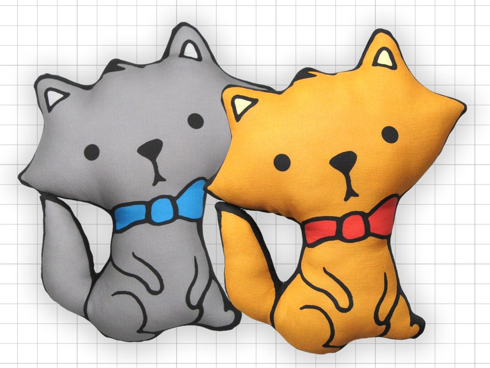 Bow Tie Kitten Plush Pillow