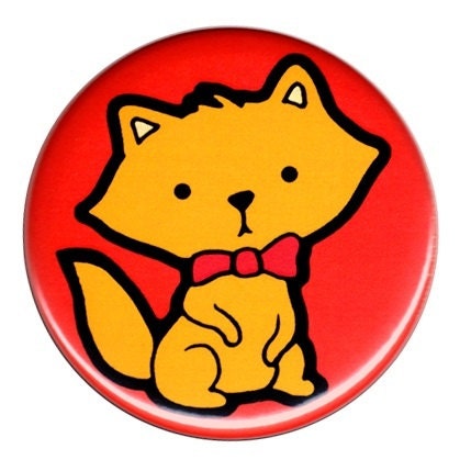 Bowtie Kitten Pocket Mirror with gray bag