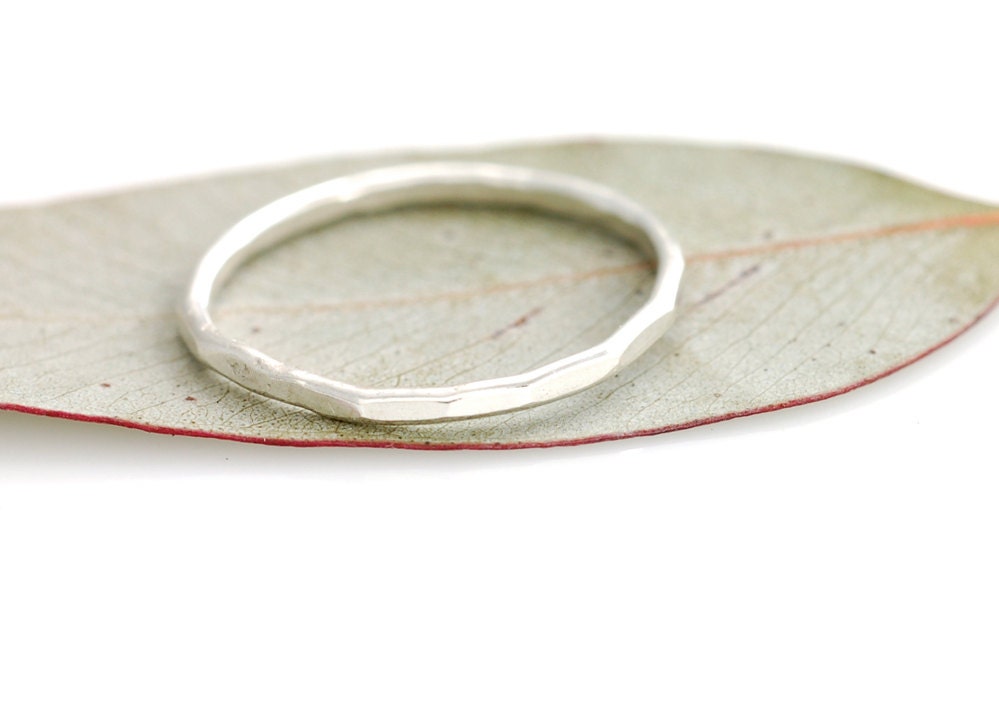 Single Organic Stacking Ring - Made to order in your size - Sterling silver skinny stacking ring