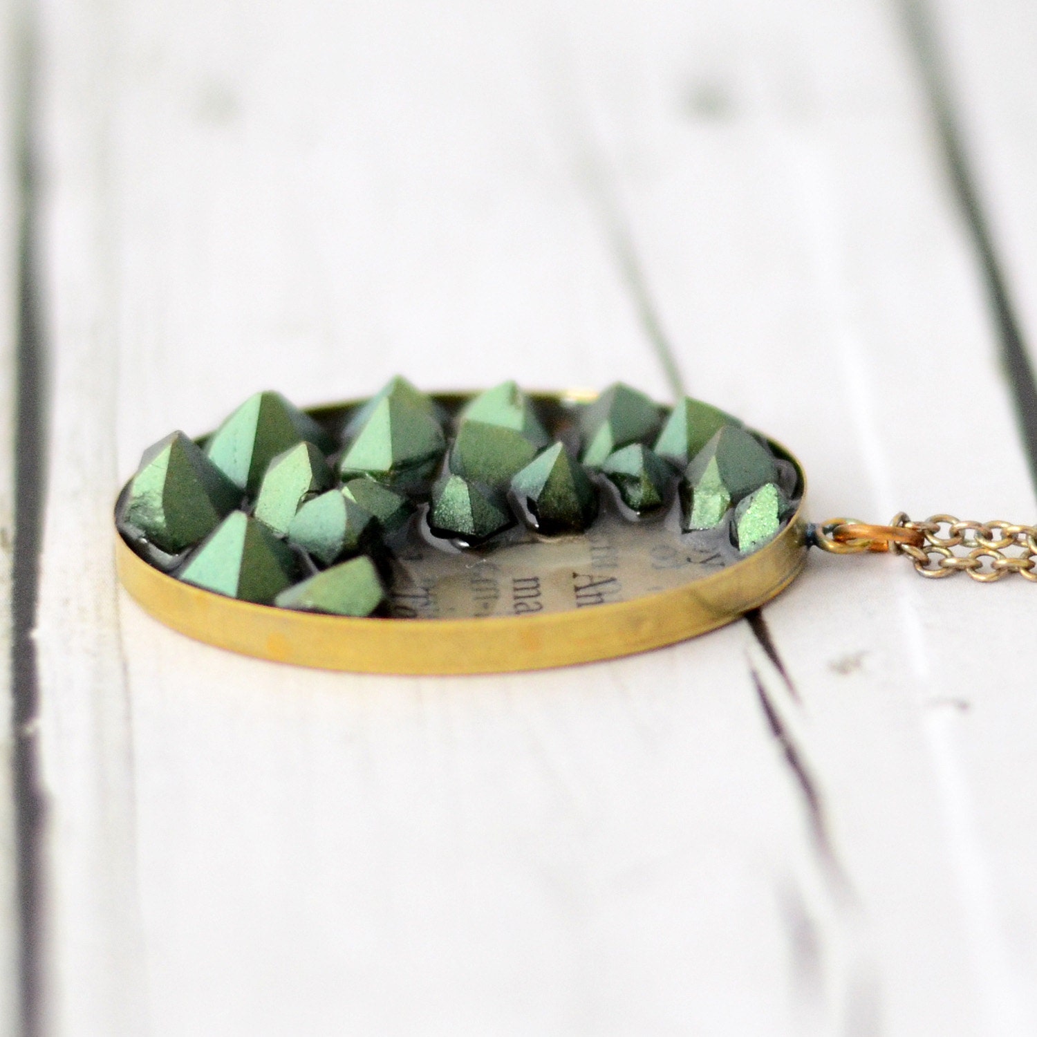 Peacock Green Terminated Quartz Points Necklace