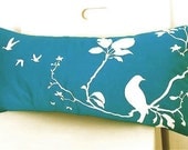 Teal Flying By Rectangle Pillow
