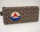 brown geo flat pencil pouch