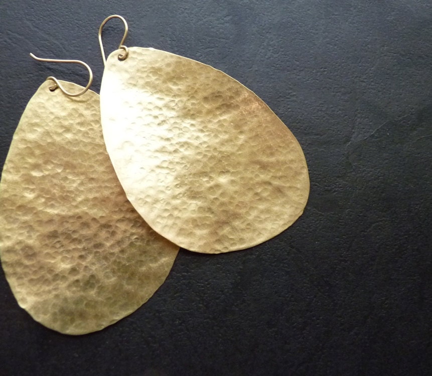 RESERVED FOR TKT5000 - Large Hammered Gold Earrings (brass)