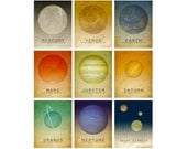 Nine 8x10 Solar System Prints Astronomy Space Art Planets Universe Milky Way Galaxy Stars Moon Geek Chic Nerd Science Posters Earth Mars